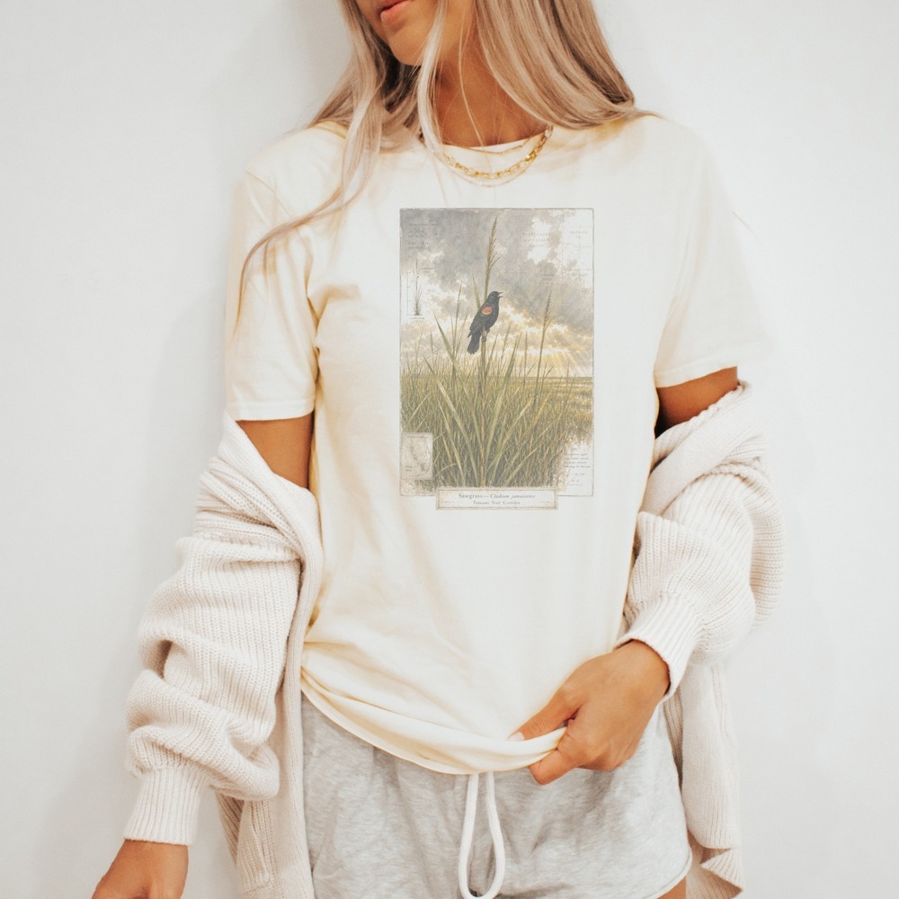Naturalist Bird Botanical Tee Vintage Style